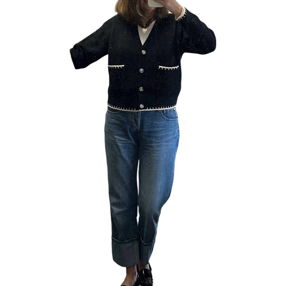 NEW EE:SOME whipstitch v neck sweater in black